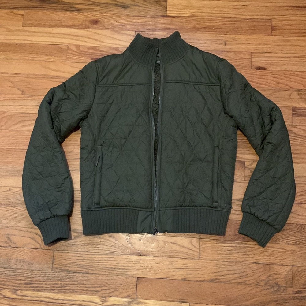 Prana fleece lined army green jacket with ribbed cuffs Medium